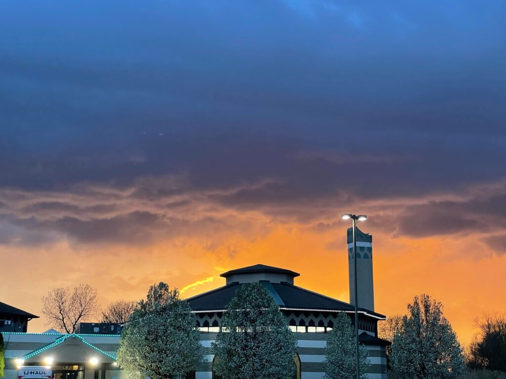 Northwest Indiana Islamic Center at sunset